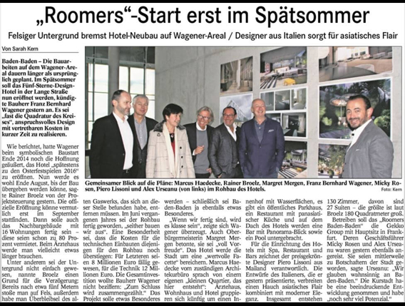 Pressekonferenz in Baden-Baden zum aktuellen Stand des neuen Roomers-Hotel